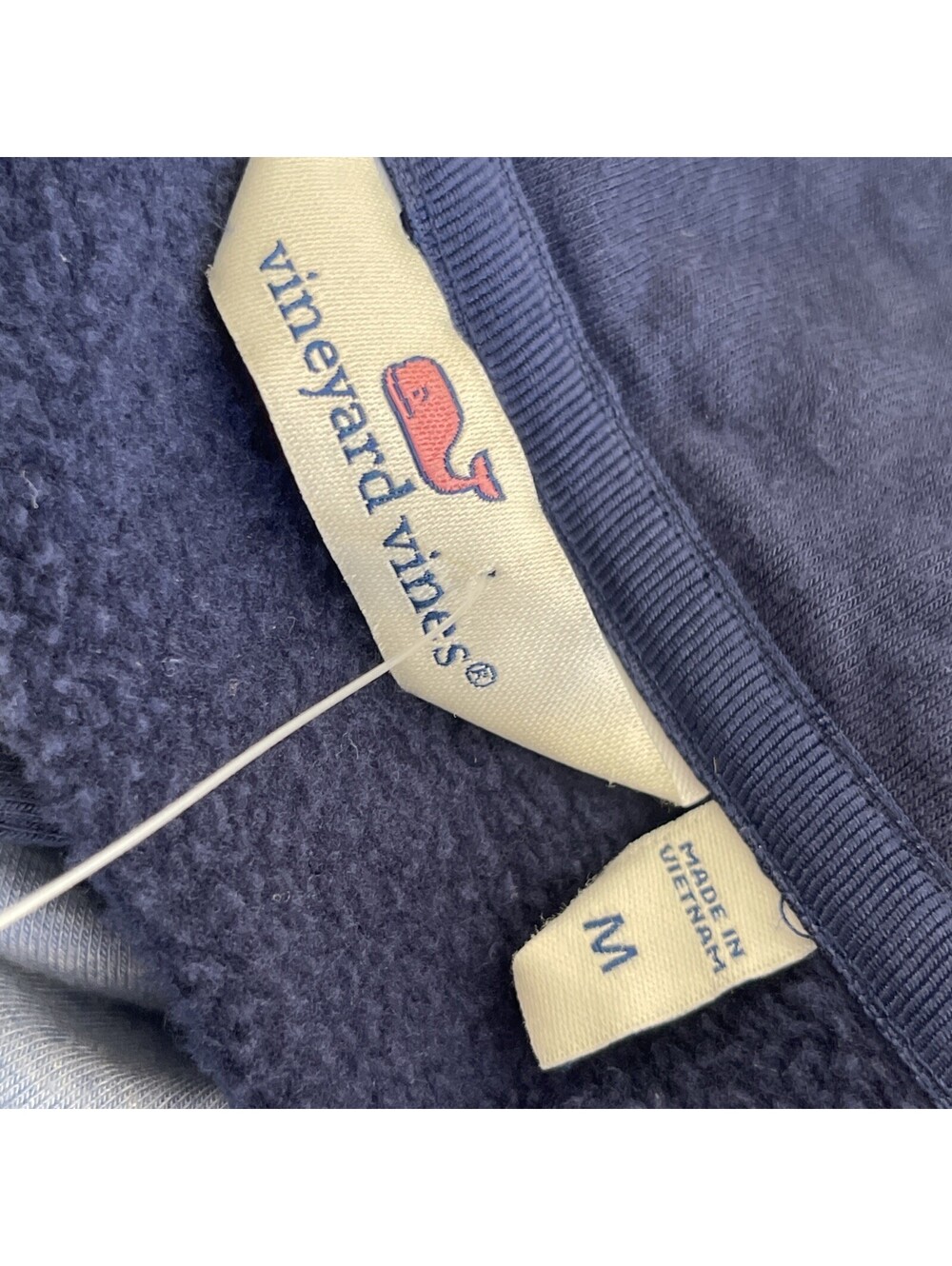 SOLD Vineyard Vines Women’s Pullover Quarter Zip Size Medium Blue Inner Fleece - Picture 6 of 7